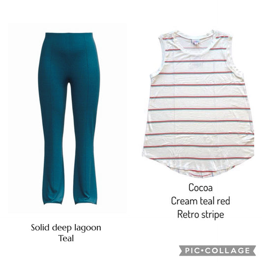 Black Friday Bundle - Teal Pants / Stripe Cocoa - Size Small