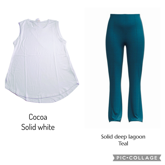 Black Friday Bundle - Teal Pants / White Cocoa - Size Small