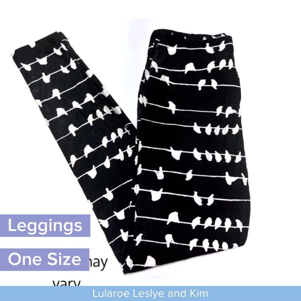 Leggings - Black & White Birds