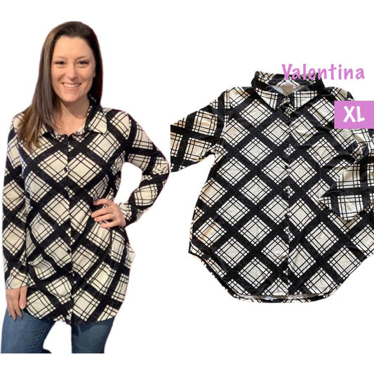 Valentina Long Sleeve Button Up - Black & White