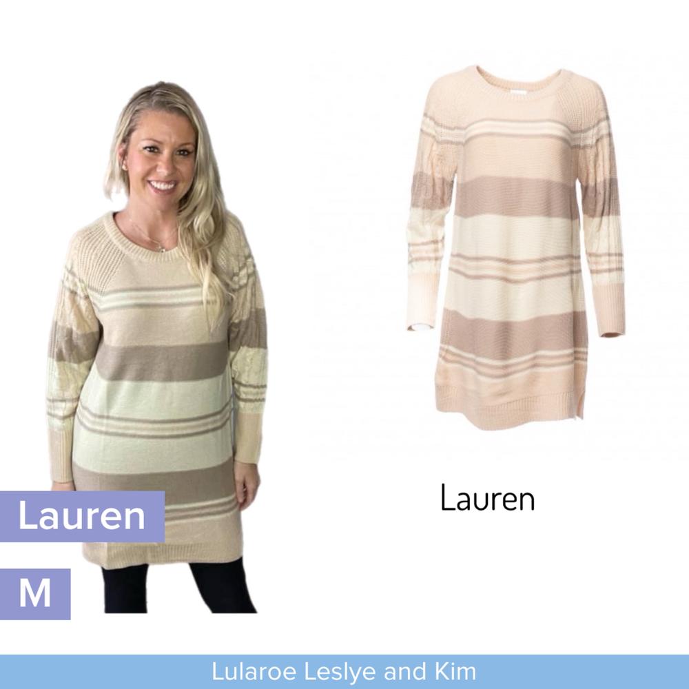 Lauren Sweater Dress - Beige Stripe