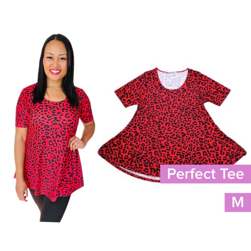 Perfect Tee Shirt Sleeve Swing Top - Red Animal